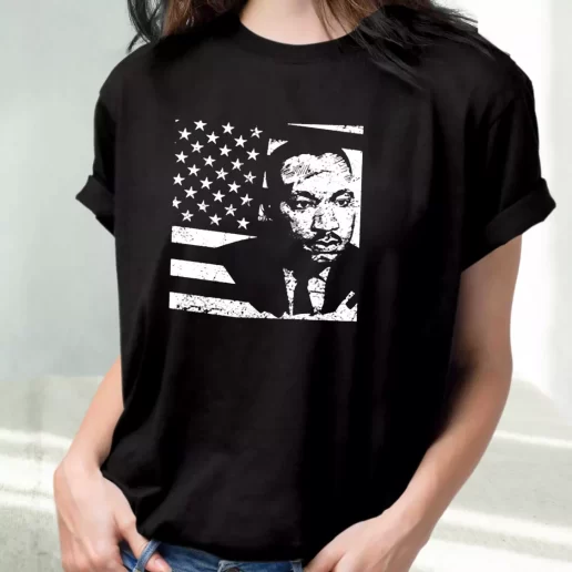 Classic T Shirt Martin Luther King Jr Distressed Mlk Flag 1