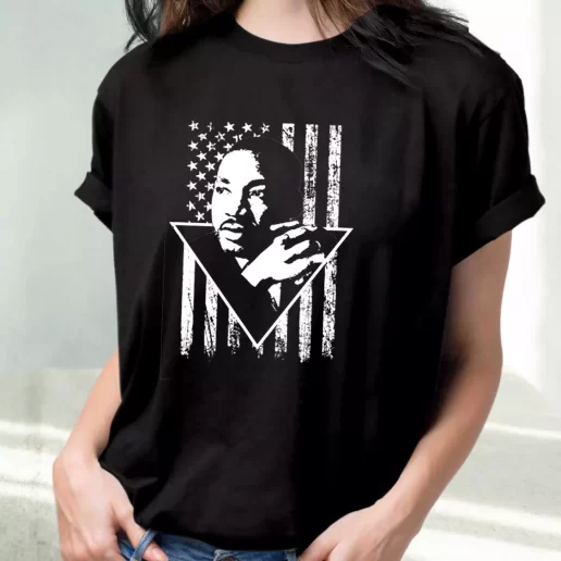 Classic T Shirt Martin Luther King Jr Distressed Usa Flag 1