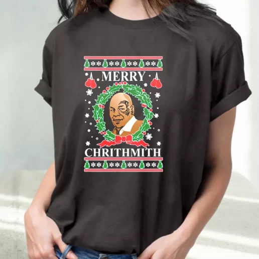 Classic T Shirt OnCoast Mike Tyson Merry Chrithmith Ugly Christmas Cute Xmas Shirts 1