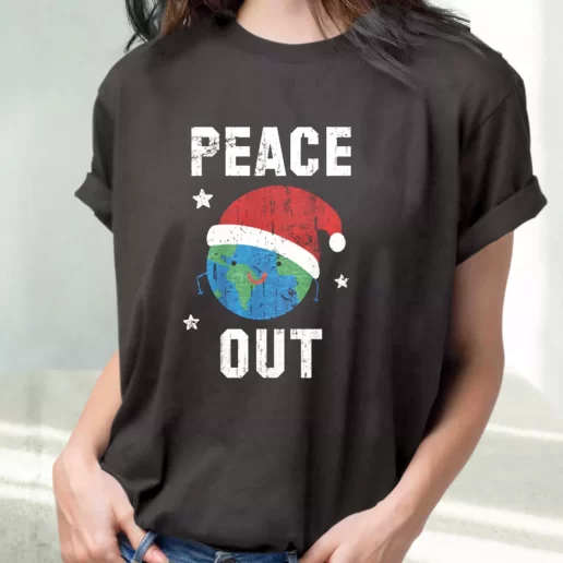 Classic T Shirt Peace Out Festive Cute Xmas Shirts 1