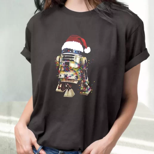 Classic T Shirt R2D2 Christmas Lights Cute Xmas Shirts 1