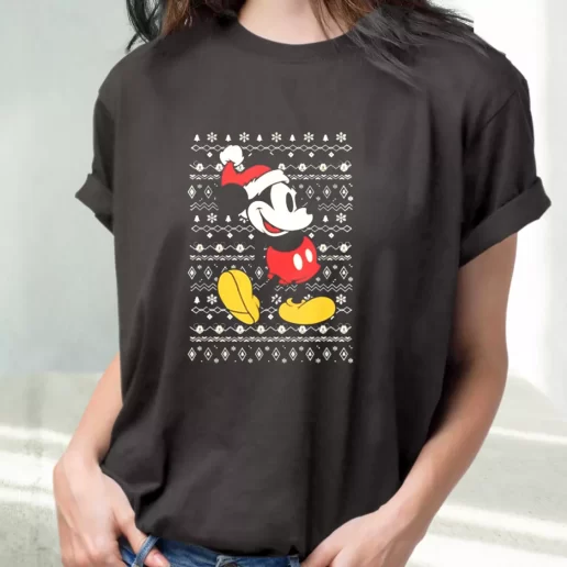 Classic T Shirt Santa Mickey mouse ugly Christmas Cute Xmas Shirts 1