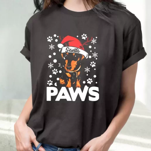 Classic T Shirt Santa Paws Dachshund Dog Christmas Cute Xmas Shirts 1