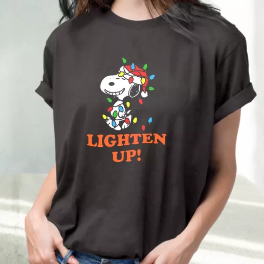 Classic T Shirt Snoopy Christmas Lighten Up Cute Xmas Shirts 1