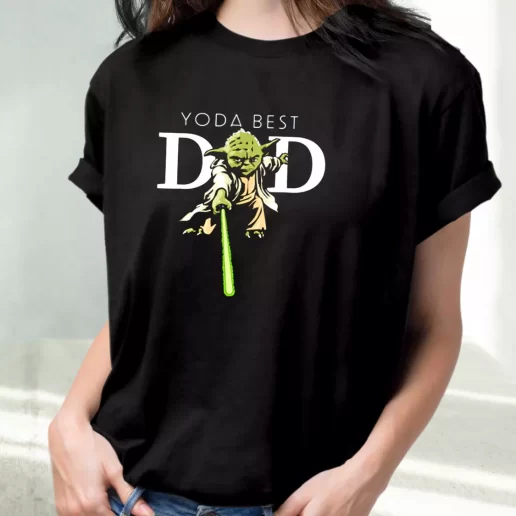 Classic T Shirt Star Wars Yoda Lightsaber Best Dad Amazing Father Day Gift 1