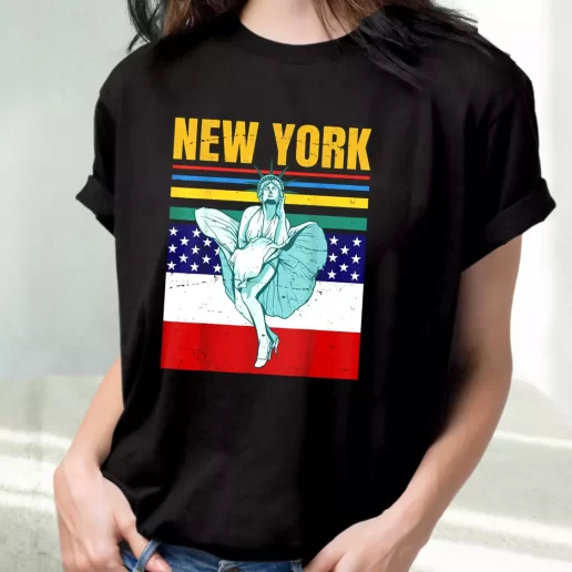 Classic T Shirt Statue Of Liberty New York Retro America Outfits For Veterans Day 1