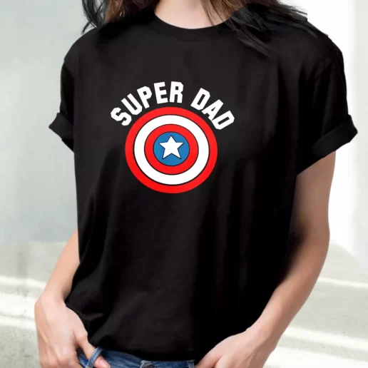 Classic T Shirt Super Dad Captain America Shield Amazing Father Day Gift 1