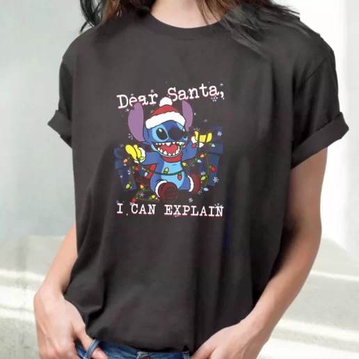 Classic T Shirt ilo and Stitch Christmas Dear Santa I Can Explain Cute Xmas Shirts 1