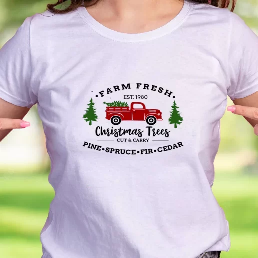 Cool T Shirt Farm Fresh Christmas Trees Truck Trendy Christmas Gift 1