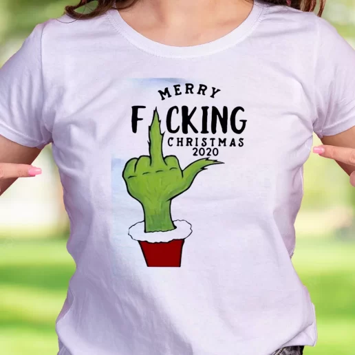 Cool T Shirt Grinch Hand Merry Fucking Christmas Trendy Christmas Gift 1