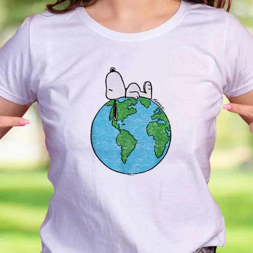 Cool T Shirt Peanuts Snoopy On Top Of The World Earth Day Gifts 1