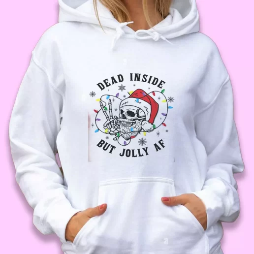 Cute Hoodie Dead Inside But Jolly Af Xmas Gift Idea 1