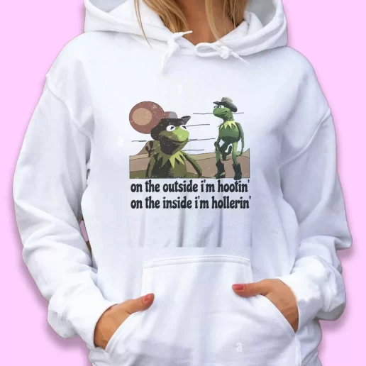 Cute Hoodie On The Outside Im Hootin On The Inside Im Hollerin Xmas Gift Idea 1