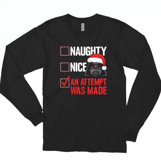 Darth Vader Naughty or Nice Checklist Long Sleeve T Shirt Xmas Gift 1