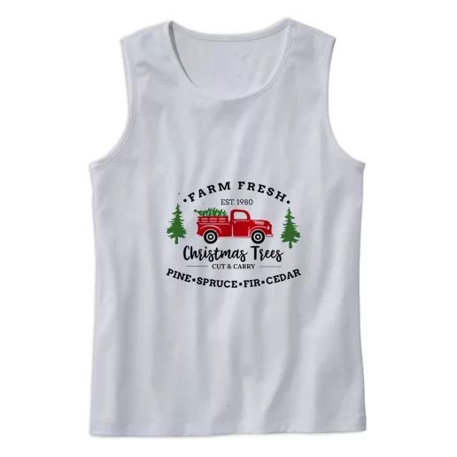 Farm Fresh Christmas Trees Truck Gym Christmas Tank Top 1