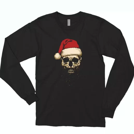 Father Christmas Santa Skull Long Sleeve T Shirt Xmas Gift 1