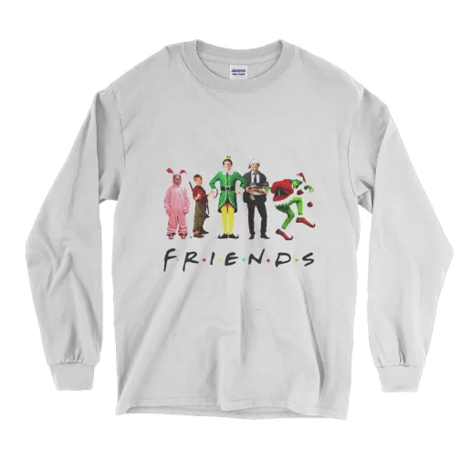 Friends Christmas Movie Watching Long Sleeve T Shirt Christmas Outfit 1