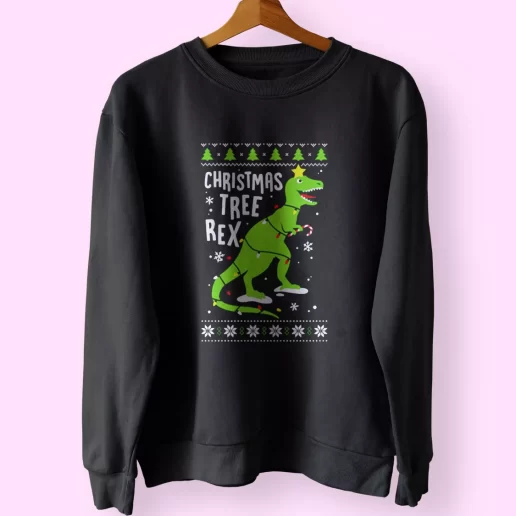 Funny Christmas Tree Rex T Rex Sweatshirt Xmas Outfit 1