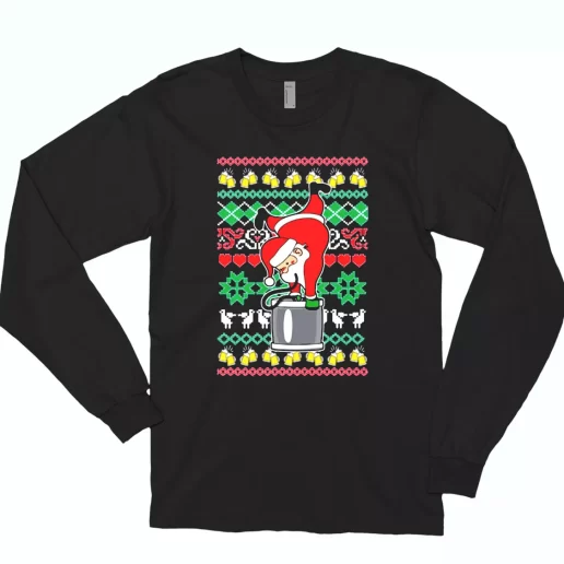 Funny Santa Claus Keg Stand Long Sleeve T Shirt Xmas Gift 1