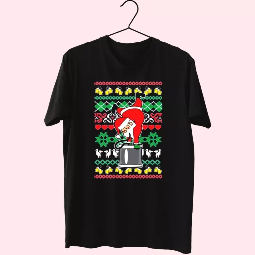 Funny Santa Claus Keg Stand T Shirt Xmas Design 1