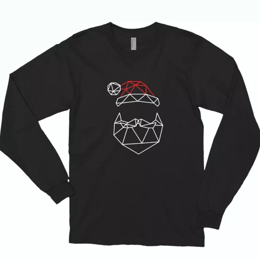 Geometric Santa Father Long Sleeve T Shirt Xmas Gift 1