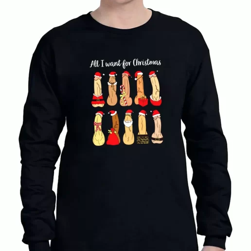 Graphic Long Sleeve T Shirt All I Want Ugly Christmas Xmas Clothing Sale 1
