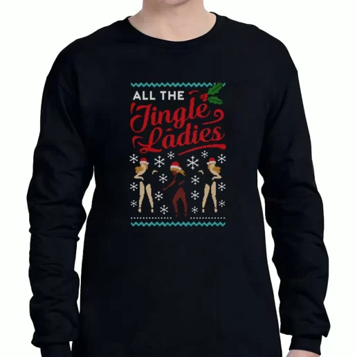 Graphic Long Sleeve T Shirt All The Jingle Ladies Ugly Christmas Xmas Clothing Sale 1