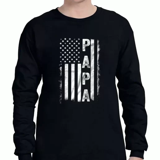 Graphic Long Sleeve T Shirt American Flag Us Papa a Father Day Gift 1