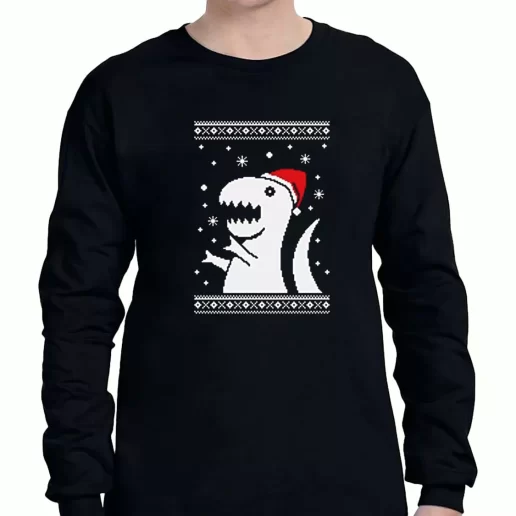 Graphic Long Sleeve T Shirt Big Trex Santa Xmas Clothing Sale 1