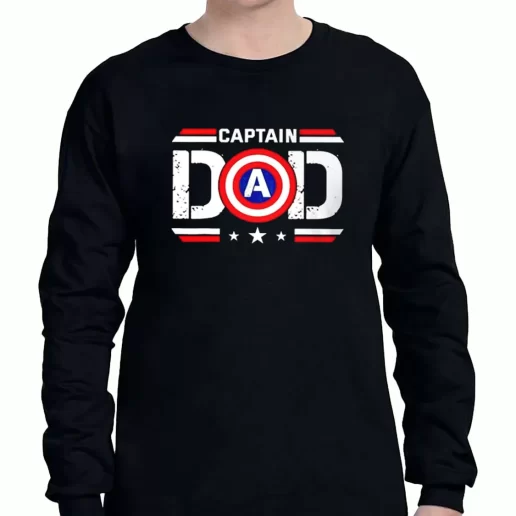 Graphic Long Sleeve T Shirt Captain Dad Superhero a Father Day Gift 1