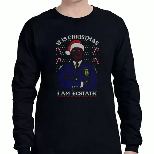 Graphic Long Sleeve T Shirt Christmas Captain Raymond Holt I Am Ecstatic Xmas Clothing Sale 1