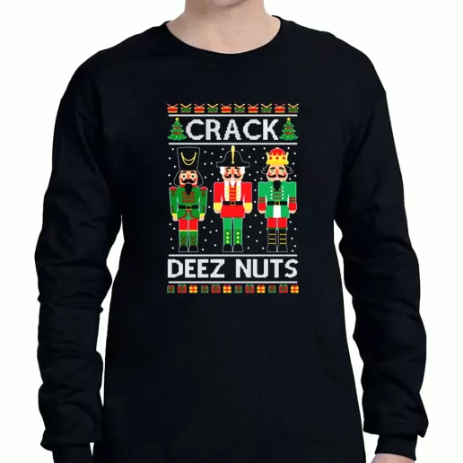 Graphic Long Sleeve T Shirt Crack Deez Nuts Xmas Clothing Sale 1