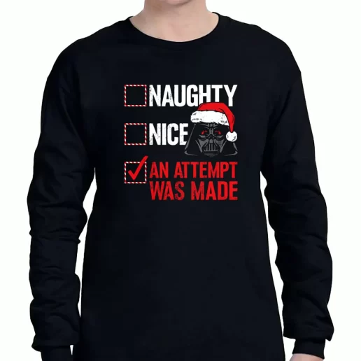 Graphic Long Sleeve T Shirt Darth Vader Naughty or Nice Checklist Xmas Clothing Sale 1