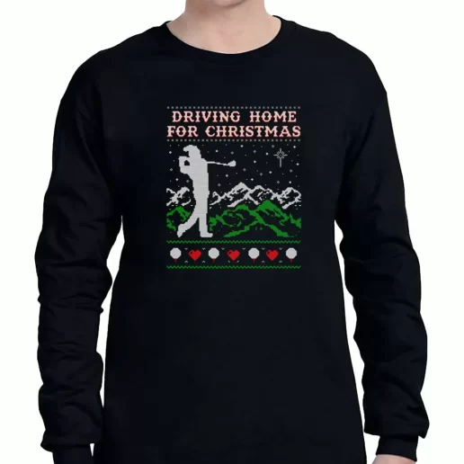 Graphic Long Sleeve T Shirt Driving Home For Christmas Golf Xmas Clothing Sale 1