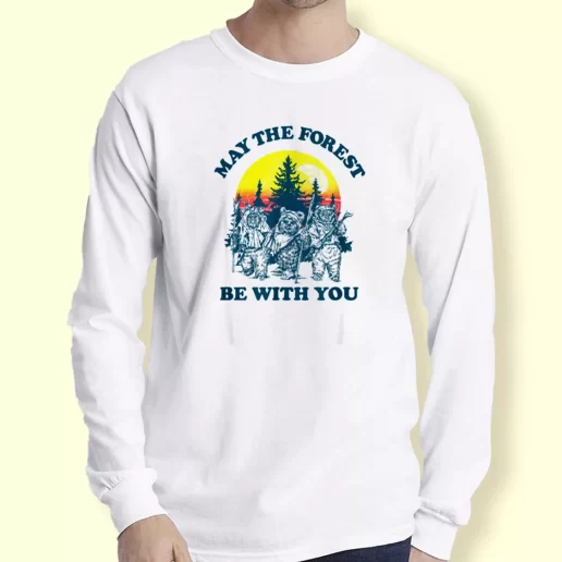 Graphic Long Sleeve T Shirt Ewok Sunset May The Forest Be With You Gift For Earth Day 1