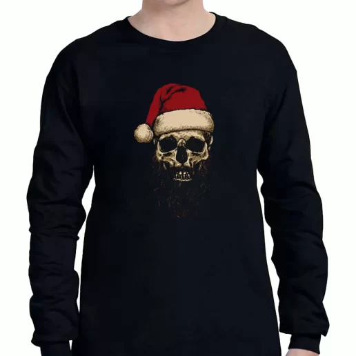 Graphic Long Sleeve T Shirt Father Christmas Santa Skull Xmas Clothing Sale 1
