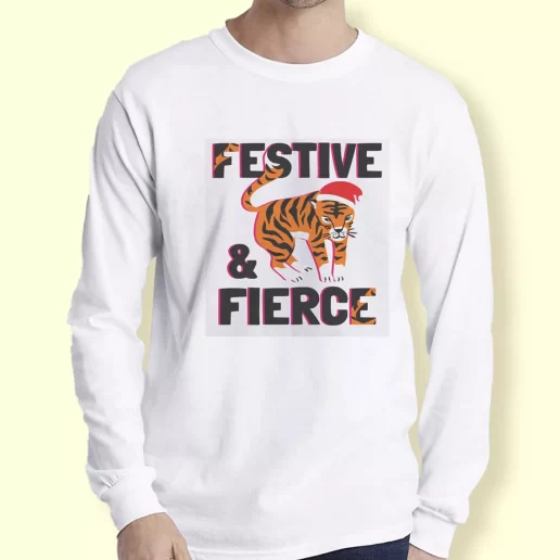 Graphic Long Sleeve T Shirt Festive And Fierce Xmas Top 1