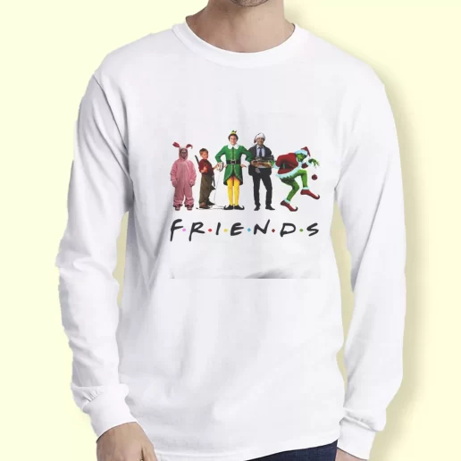 Graphic Long Sleeve T Shirt Friends Christmas Movie Watching Xmas Top 1