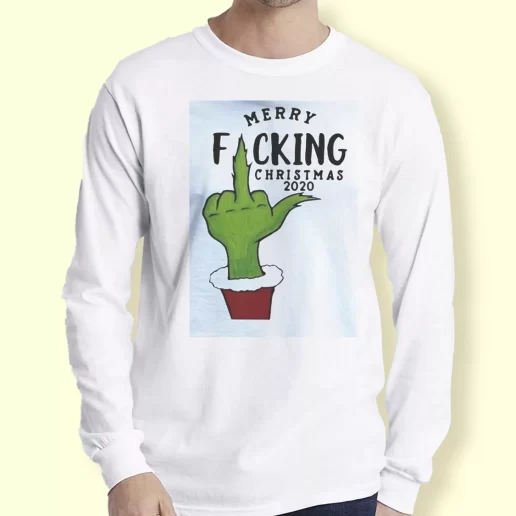 Graphic Long Sleeve T Shirt Grinch Hand Merry Fucking Christmas Xmas Top 1