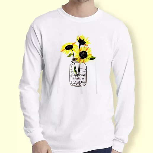 Graphic Long Sleeve T Shirt Happiness Is Being Gammy Life Sunflower Gift For Earth Day 1