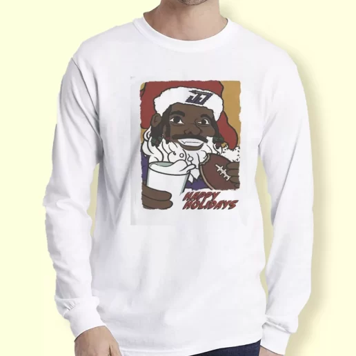 Graphic Long Sleeve T Shirt Jetta Claus Happy Holiday Xmas Top 1