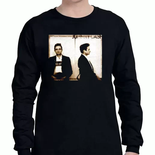 Graphic Long Sleeve T Shirt Johnny Cash Mugshot 1