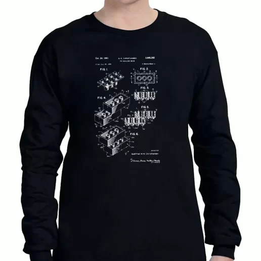 Graphic Long Sleeve T Shirt Lego Brick Patent 1