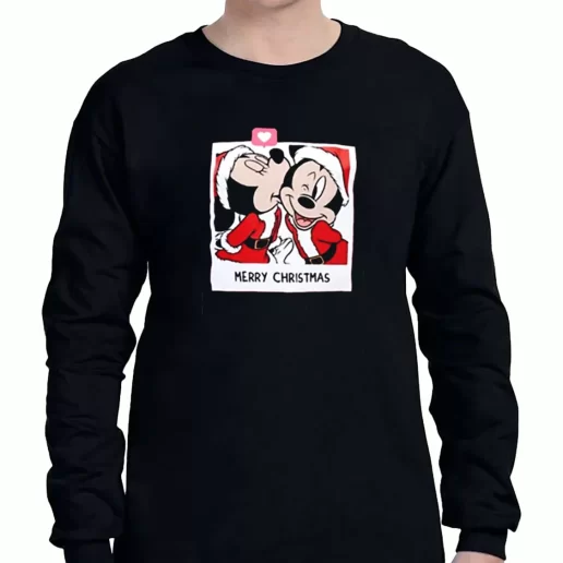 Graphic Long Sleeve T Shirt Love SANTA MICKEY MOUSE AND MINNIE Xmas Clothing Sale 1