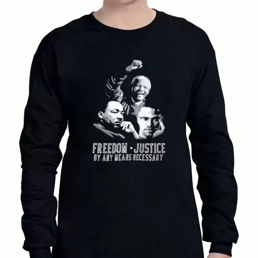 Graphic Long Sleeve T Shirt Malcolm X Martin Luther King Nelson Mandela Freedom Justice 1