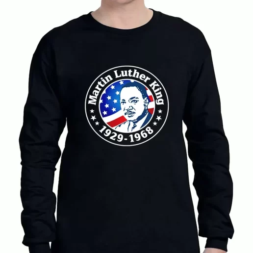 Graphic Long Sleeve T Shirt Martin Luther King Jr American Flag Motivational 1