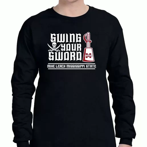 Graphic Long Sleeve T Shirt Mike Leach Swing Your Sword 1