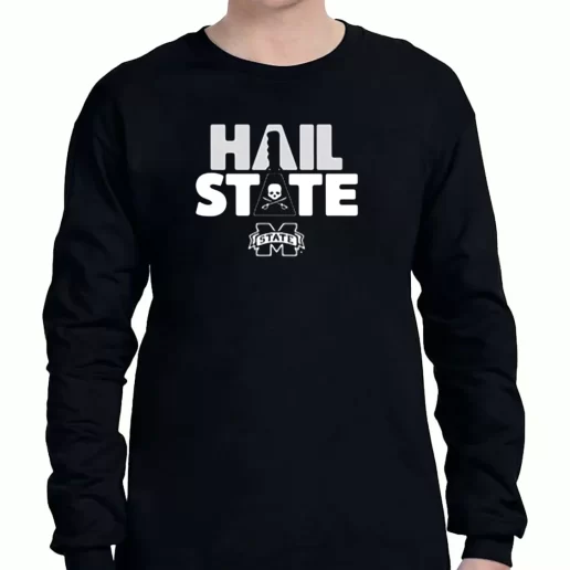 Graphic Long Sleeve T Shirt Mississippi State Bulldogs Mike Leach Hail State 1