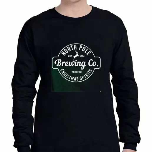 Graphic Long Sleeve T Shirt North Pole Brewing Co Christmas Spirits Xmas Clothing Sale 1