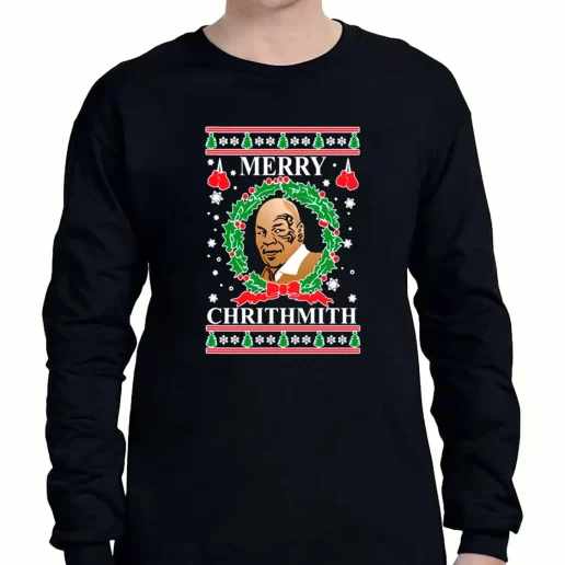 Graphic Long Sleeve T Shirt OnCoast Mike Tyson Merry Chrithmith Ugly Christmas Xmas Clothing Sale 1